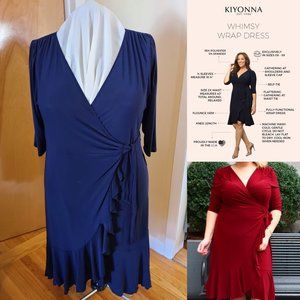 Kiyonna Whimsy Wrap Dress - NAVY BLUE